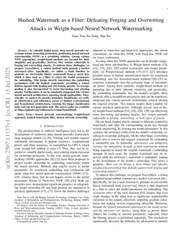 Hashed Watermark as a Filter: Defeating Forging and Overwriting Attacks in Weight-based Neural Network Watermarking