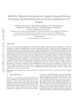 HANS-Net: Hyperbolic Convolution and Adaptive Temporal Attention for Accurate and Generalizable Liver and Tumor Segmentation in CT Imaging