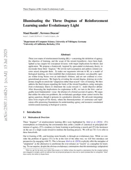 Illuminating the Three Dogmas of Reinforcement Learning under Evolutionary Light