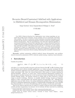 Recursive Bound-Constrained AdaGrad with Applications to Multilevel and Domain Decomposition Minimization