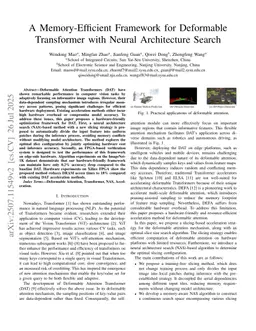 A Memory-Efficient Framework for Deformable Transformer with Neural Architecture Search