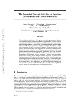 The Impact of Coreset Selection on Spurious Correlations and Group Robustness