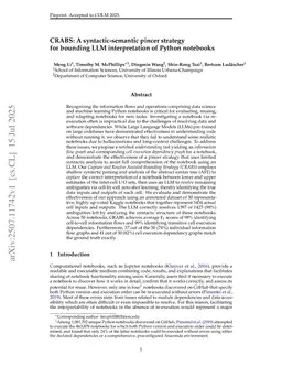 CRABS: A syntactic-semantic pincer strategy for bounding LLM interpretation of Python notebooks