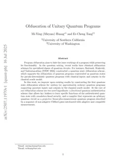 Obfuscation of Unitary Quantum Programs