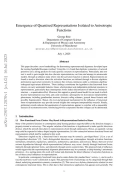 Emergence of Quantised Representations Isolated to Anisotropic Functions