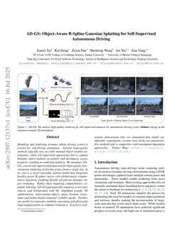AD-GS: Object-Aware B-Spline Gaussian Splatting for Self-Supervised Autonomous Driving