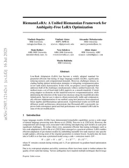 LoRA meets Riemannion: Muon Optimizer for Parametrization-independent Low-Rank Adapters