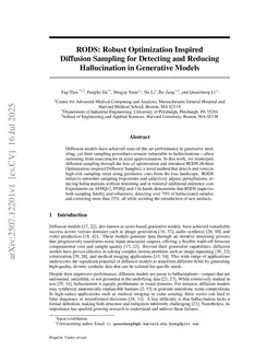 RODS: Robust Optimization Inspired Diffusion Sampling for Detecting and Reducing Hallucination in Generative Models