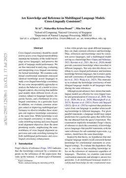 Are Knowledge and Reference in Multilingual Language Models Cross-Lingually Consistent?