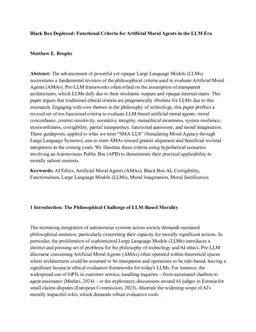 Black Box Deployed -- Functional Criteria for Artificial Moral Agents in the LLM Era