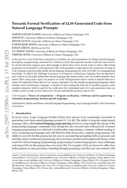 Towards Formal Verification of LLM-Generated Code from Natural Language Prompts