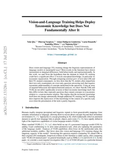 Vision-and-Language Training Helps Deploy Taxonomic Knowledge but Does Not Fundamentally Alter It