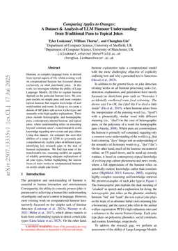 Comparing Apples to Oranges: A Dataset & Analysis of LLM Humour Understanding from Traditional Puns to Topical Jokes