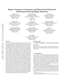 Butter: Frequency Consistency and Hierarchical Fusion for Autonomous Driving Object Detection