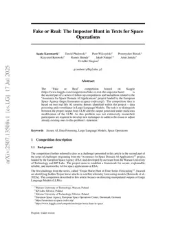 Fake or Real: The Impostor Hunt in Texts for Space Operations