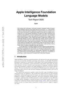 Apple Intelligence Foundation Language Models: Tech Report 2025