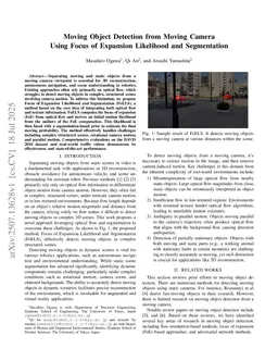 Moving Object Detection from Moving Camera Using Focus of Expansion Likelihood and Segmentation