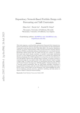 Dependency Network-Based Portfolio Design with Forecasting and VaR Constraints