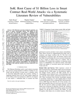 SoK: Root Cause of $1 Billion Loss in Smart Contract Real-World Attacks via a Systematic Literature Review of Vulnerabilities