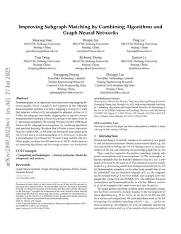 Improving Subgraph Matching by Combining Algorithms and Graph Neural Networks