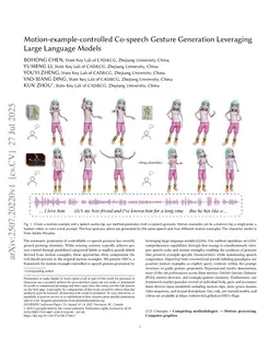 Motion-example-controlled Co-speech Gesture Generation Leveraging Large Language Models