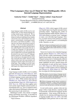 What Language(s) Does Aya-23 Think In? How Multilinguality Affects Internal Language Representations