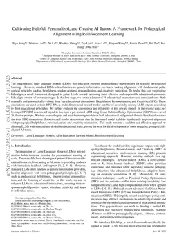 Cultivating Helpful, Personalized, and Creative AI Tutors: A Framework for Pedagogical Alignment using Reinforcement Learning