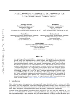 ModalFormer: Multimodal Transformer for Low-Light Image Enhancement