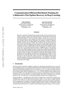 Communication-Efficient Distributed Training for Collaborative Flat Optima Recovery in Deep Learning
