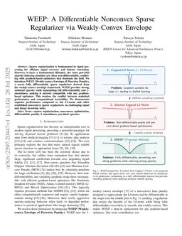 WEEP: A Differentiable Nonconvex Sparse Regularizer via Weakly-Convex Envelope