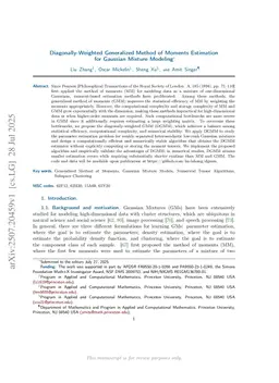 Diagonally-Weighted Generalized Method of Moments Estimation for Gaussian Mixture Modeling