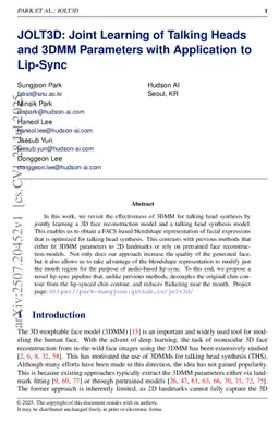 JOLT3D: Joint Learning of Talking Heads and 3DMM Parameters with Application to Lip-Sync