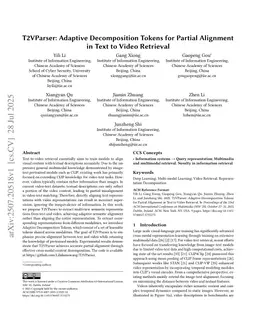 T2VParser: Adaptive Decomposition Tokens for Partial Alignment in Text to Video Retrieval