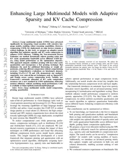 Enhancing Large Multimodal Models with Adaptive Sparsity and KV Cache Compression