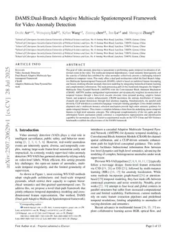 DAMS:Dual-Branch Adaptive Multiscale Spatiotemporal Framework for Video Anomaly Detection