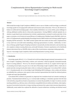 Complementarity-driven Representation Learning for Multi-modal Knowledge Graph Completion