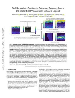 Self-Supervised Continuous Colormap Recovery from a 2D Scalar Field Visualization without a Legend