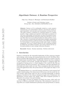 Algorithmic Fairness: A Runtime Perspective
