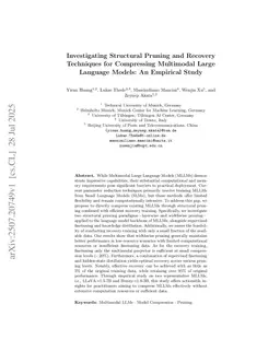 Investigating Structural Pruning and Recovery Techniques for Compressing Multimodal Large Language Models: An Empirical Study