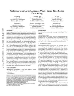 Watermarking Large Language Model-based Time Series Forecasting
