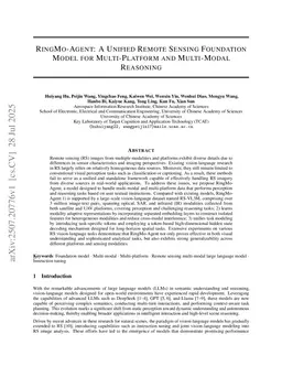 RingMo-Agent: A Unified Remote Sensing Foundation Model for Multi-Platform and Multi-Modal Reasoning