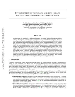 Investigation of Accuracy and Bias in Face Recognition Trained with Synthetic Data