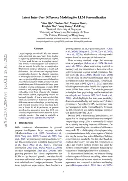 Latent Inter-User Difference Modeling for LLM Personalization