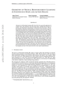 Geometry of Neural Reinforcement Learning in Continuous State and Action Spaces