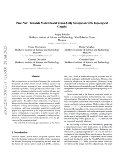 PixelNav: Towards Model-based Vision-Only Navigation with Topological Graphs
