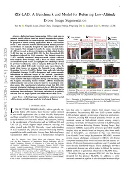 RIS-LAD: A Benchmark and Model for Referring Low-Altitude Drone Image Segmentation