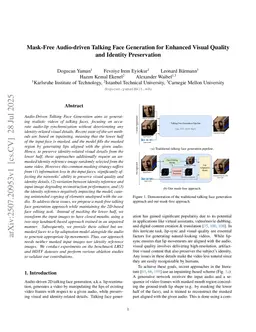 Mask-Free Audio-driven Talking Face Generation for Enhanced Visual Quality and Identity Preservation