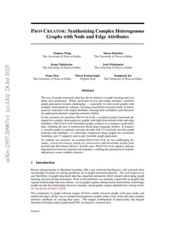 PROVCREATOR: Synthesizing Complex Heterogenous Graphs with Node and Edge Attributes