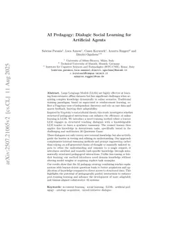 AI Pedagogy: Dialogic Social Learning for Artificial Agents