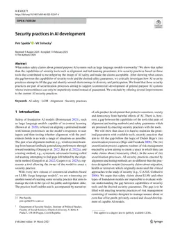 Security practices in AI development